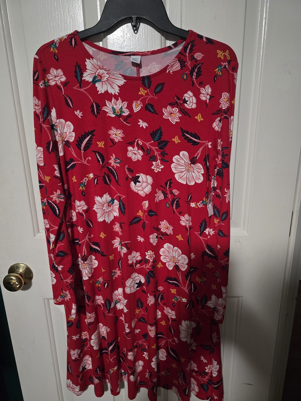 Old Navy Red Floral Scoop Neck Dress